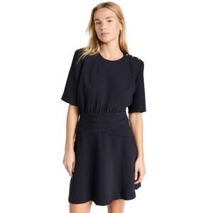 Ba&sh Oleane Short Sleeve Black A-Line Pleated Mini Dress Size 4